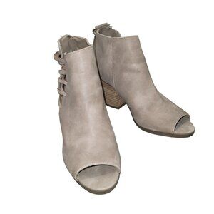 Rampage‎ Darrow Peep Toe 8.5 Stacked Block Heel Zip Ankle Boot Office Boho Chic